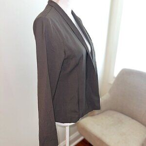 Women's Eileen Fisher Open Front Blazer Suit Jacket - Brown Wool Blend - size S